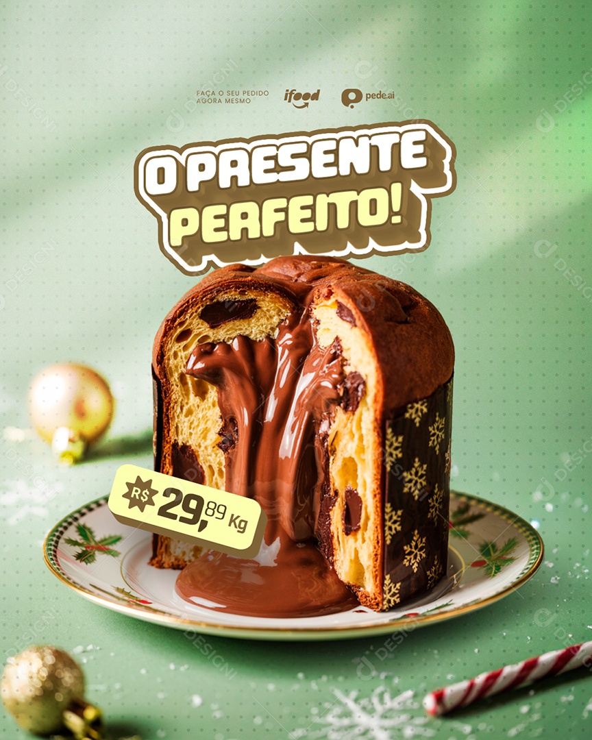 Doceria Panetone o Presente Perfeito Social Media PSD Editável