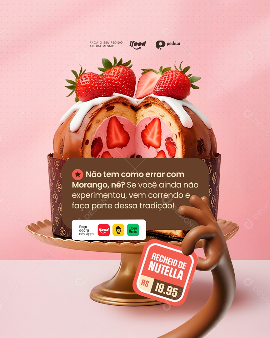 Doceria Panetone Recheio de Nutella Social Media PSD Editável