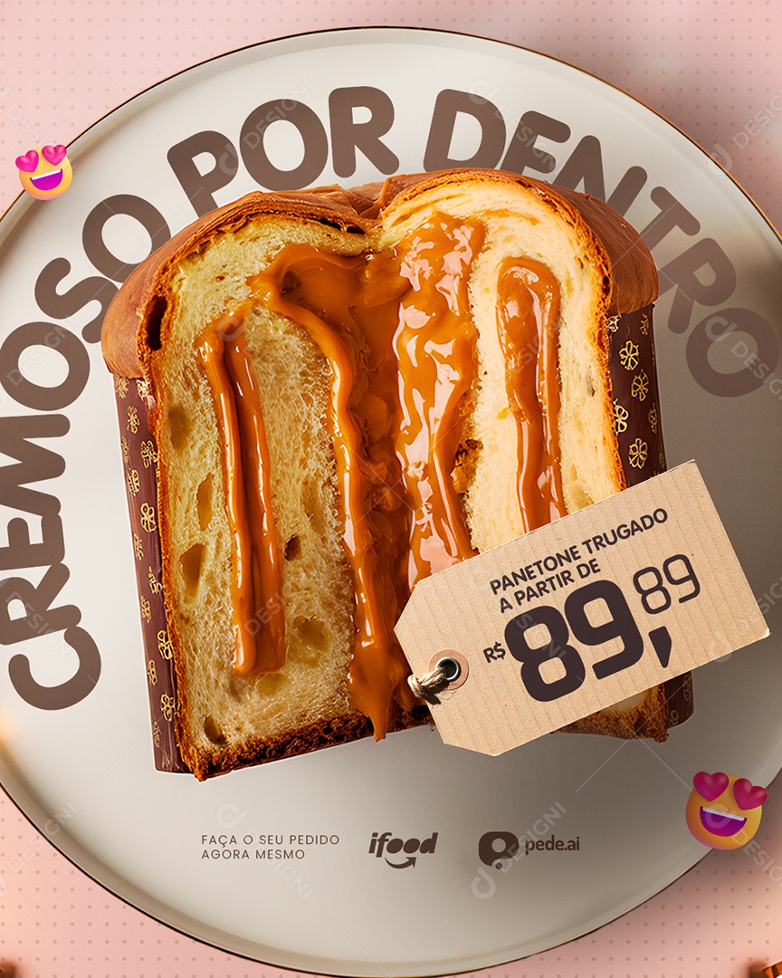 Doceria Panetone Cremoso por Dentro Social Media PSD Editável