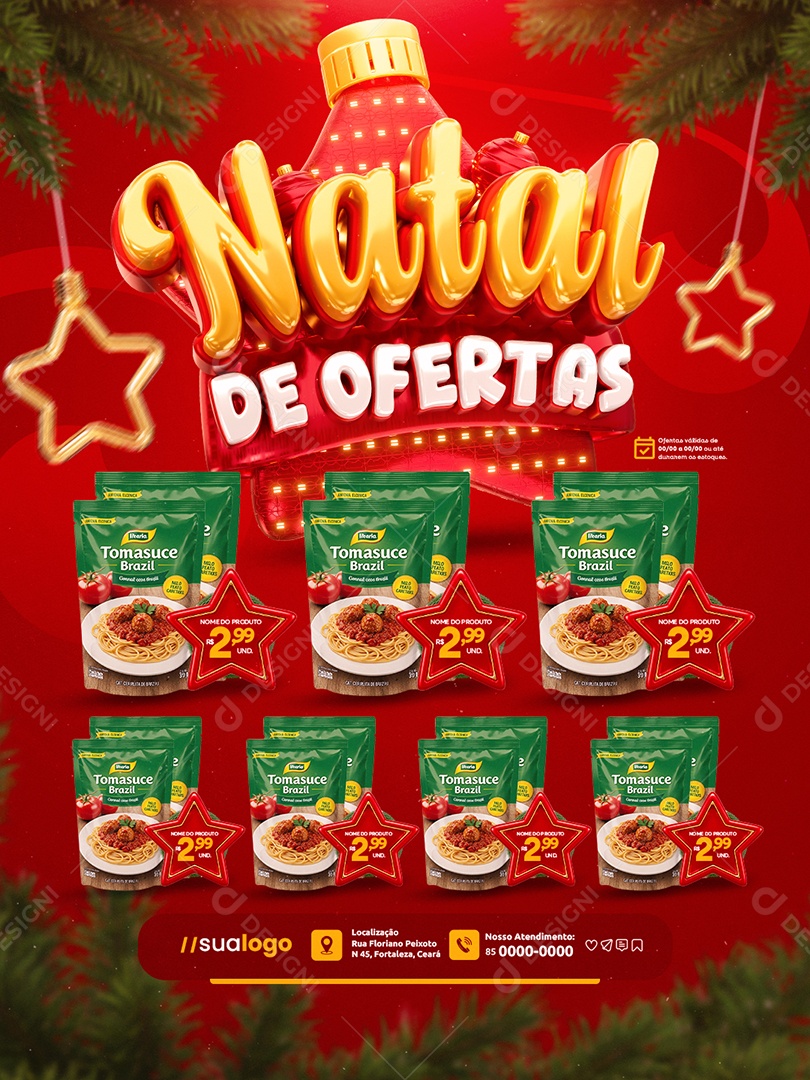 Natal de Ofertas Supermercado Produtos Social Media PSD Editável