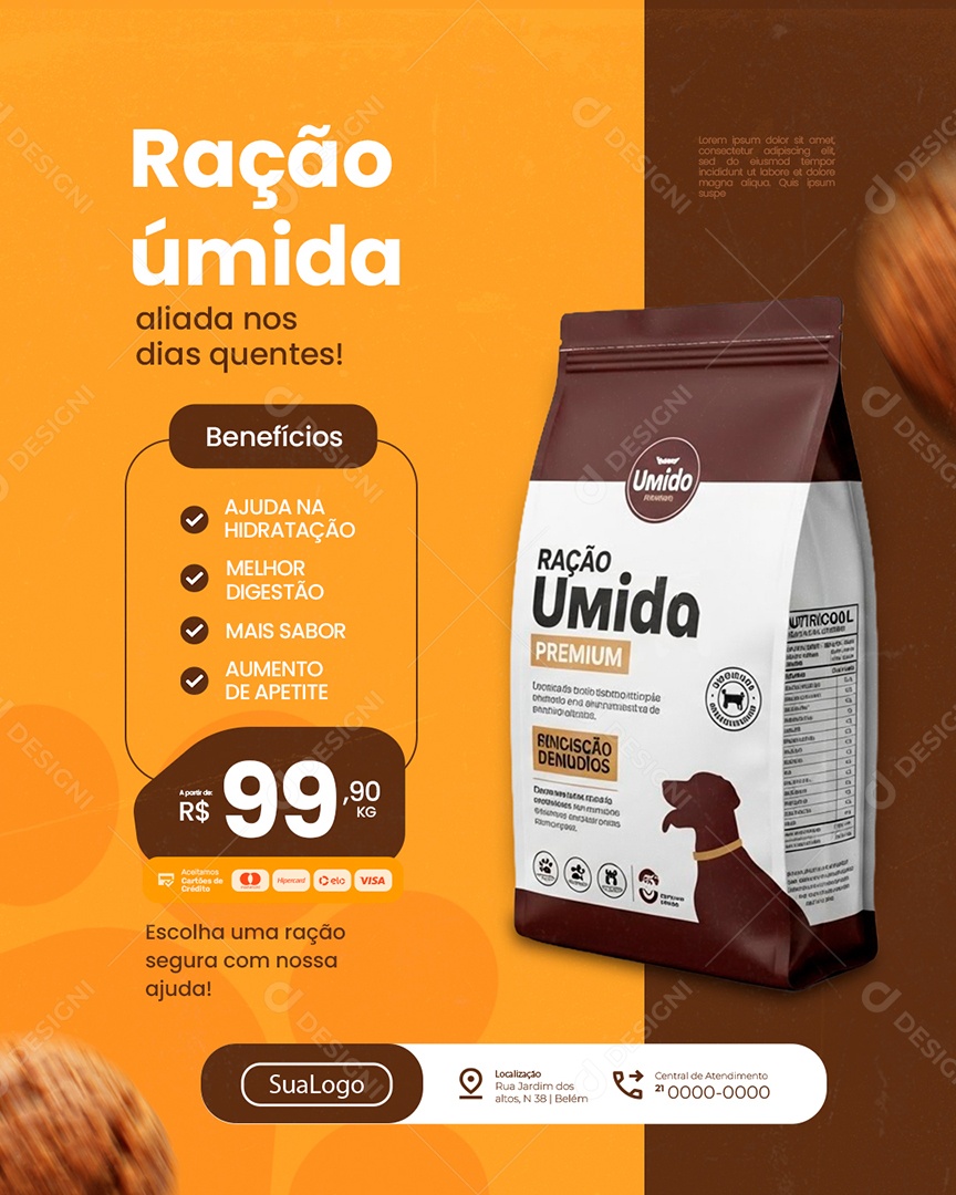 Petshop Ração Úmida Aliada nos Dias Quentes Social Media PSD Editável