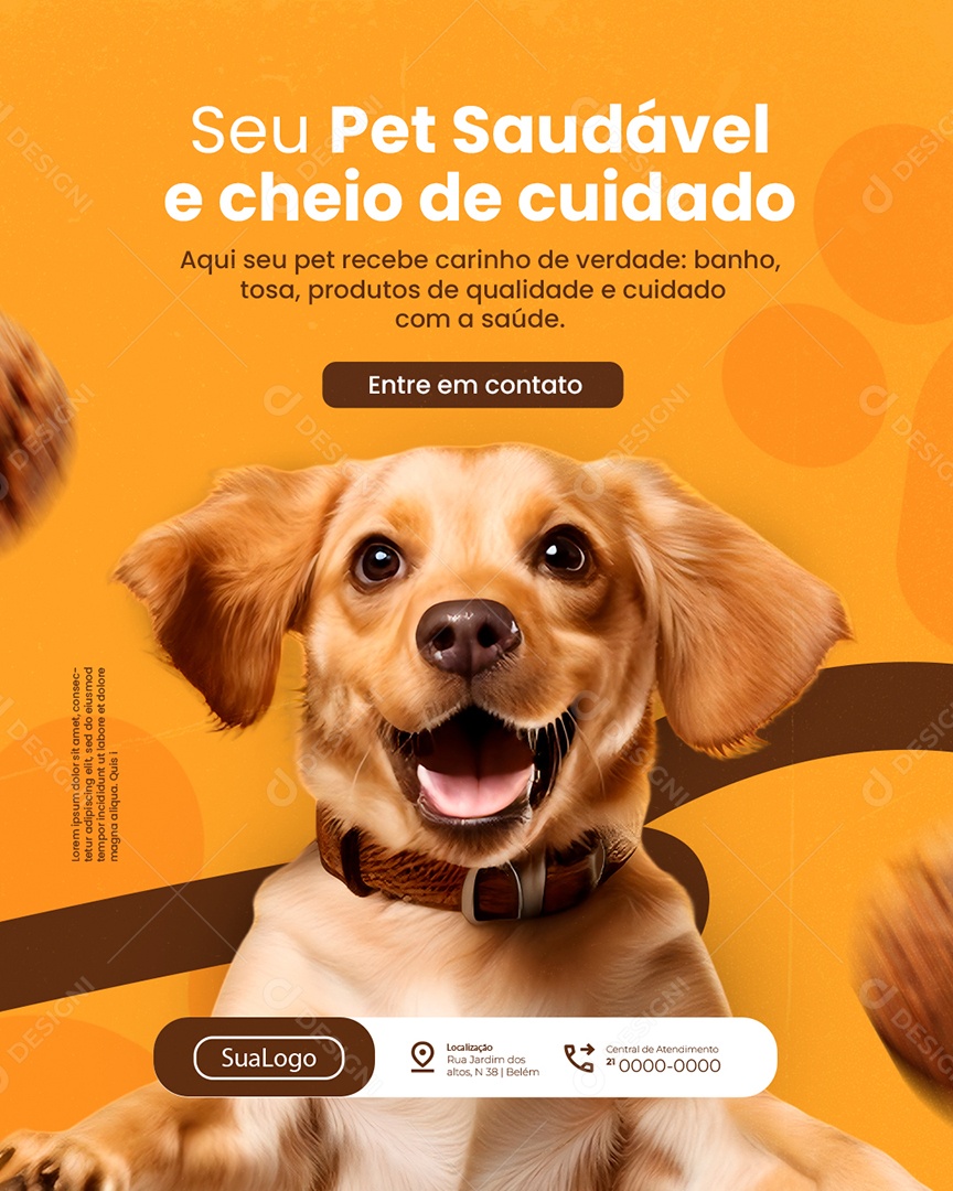 Petshop Seu Pet Saudável e Cheio de Cuidado Social Media PSD Editável