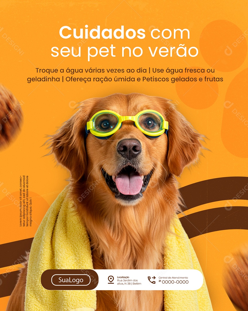 Petshop Cuidados com Seu Pet no Verão Social Media PSD Editável