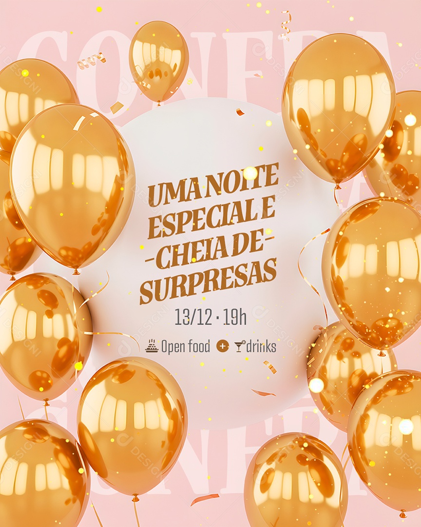 Confraternização Uma Noite Especial e Cheia de Surpresas Social Media PSD Editável