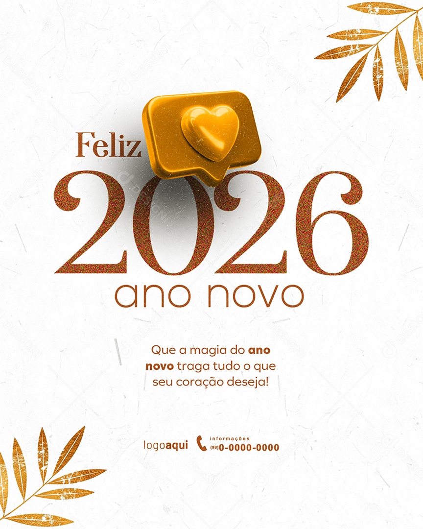 Feed Feliz Ano Novo 2026 01 de Janeiro Social Media PSD Editável