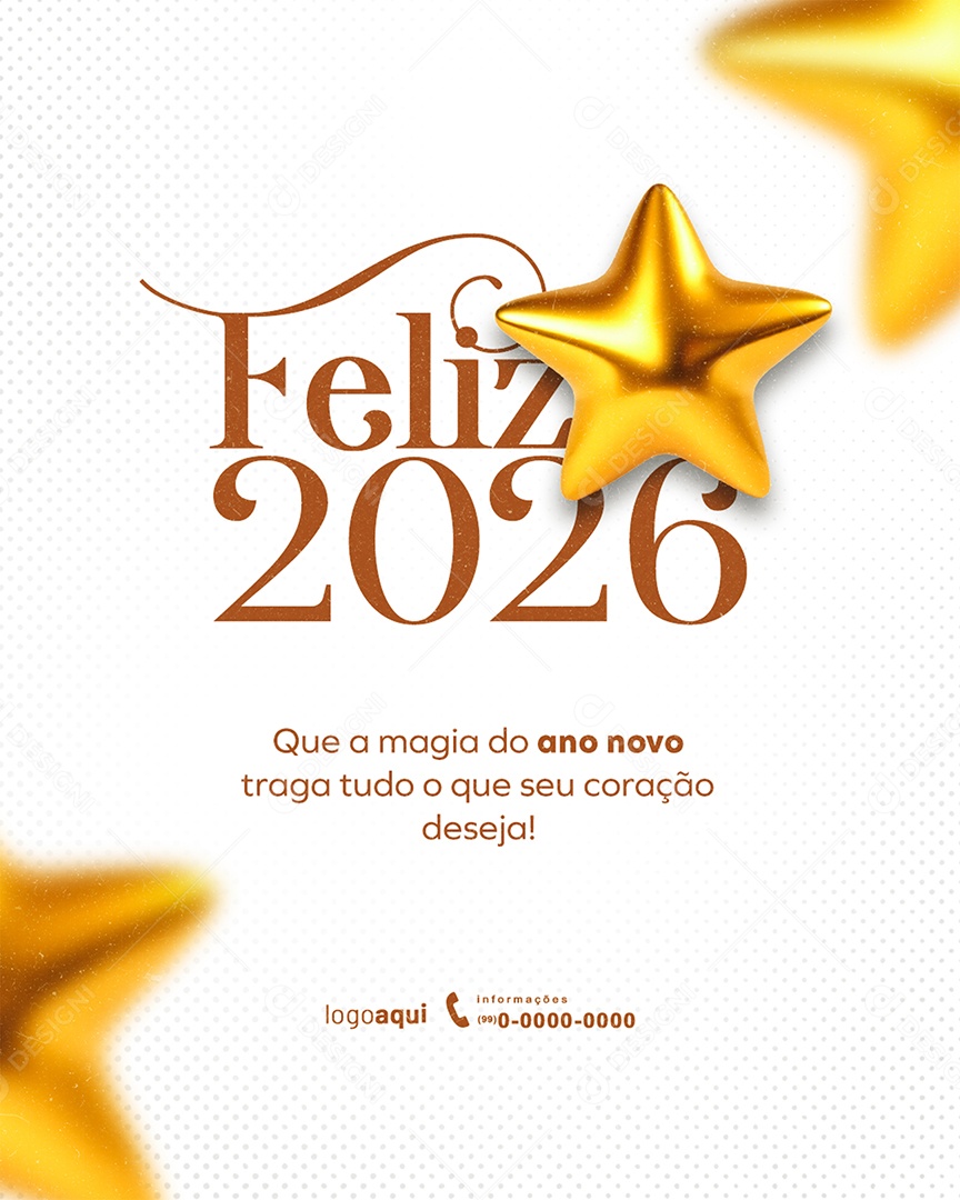 Feed Feliz Ano Novo 2026 01 de Janeiro Social Media PSD Editável