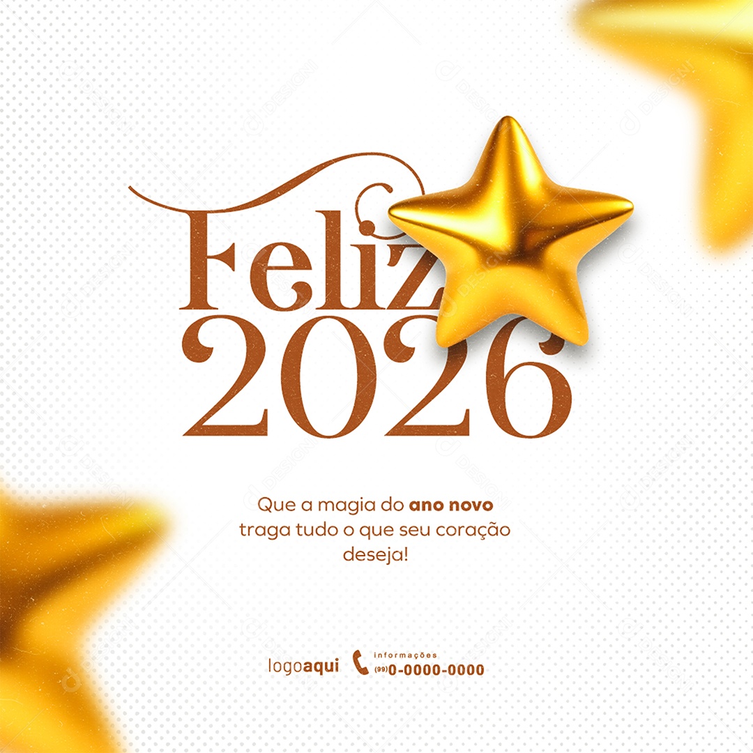 Feliz Ano Novo 2026 01 de Janeiro Social Media PSD Editável
