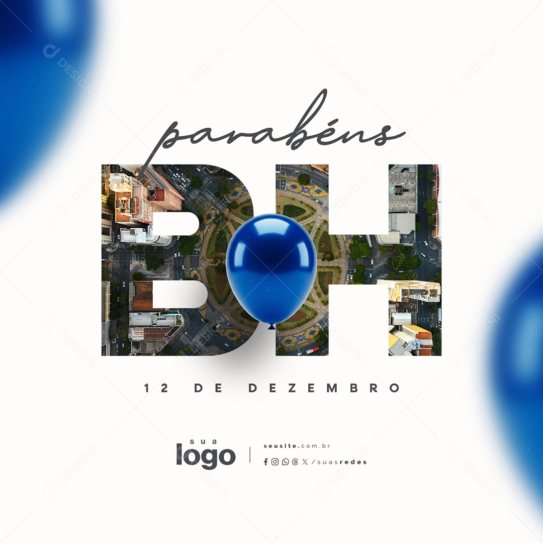 Parabéns Belo Horizonte 12 de Dezembro Social Media PSD Editável