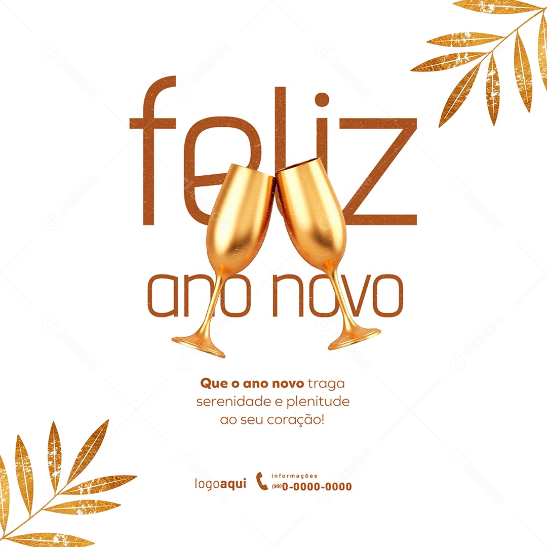 Feliz Ano Novo 2026 01 de Janeiro Social Media PSD Editável