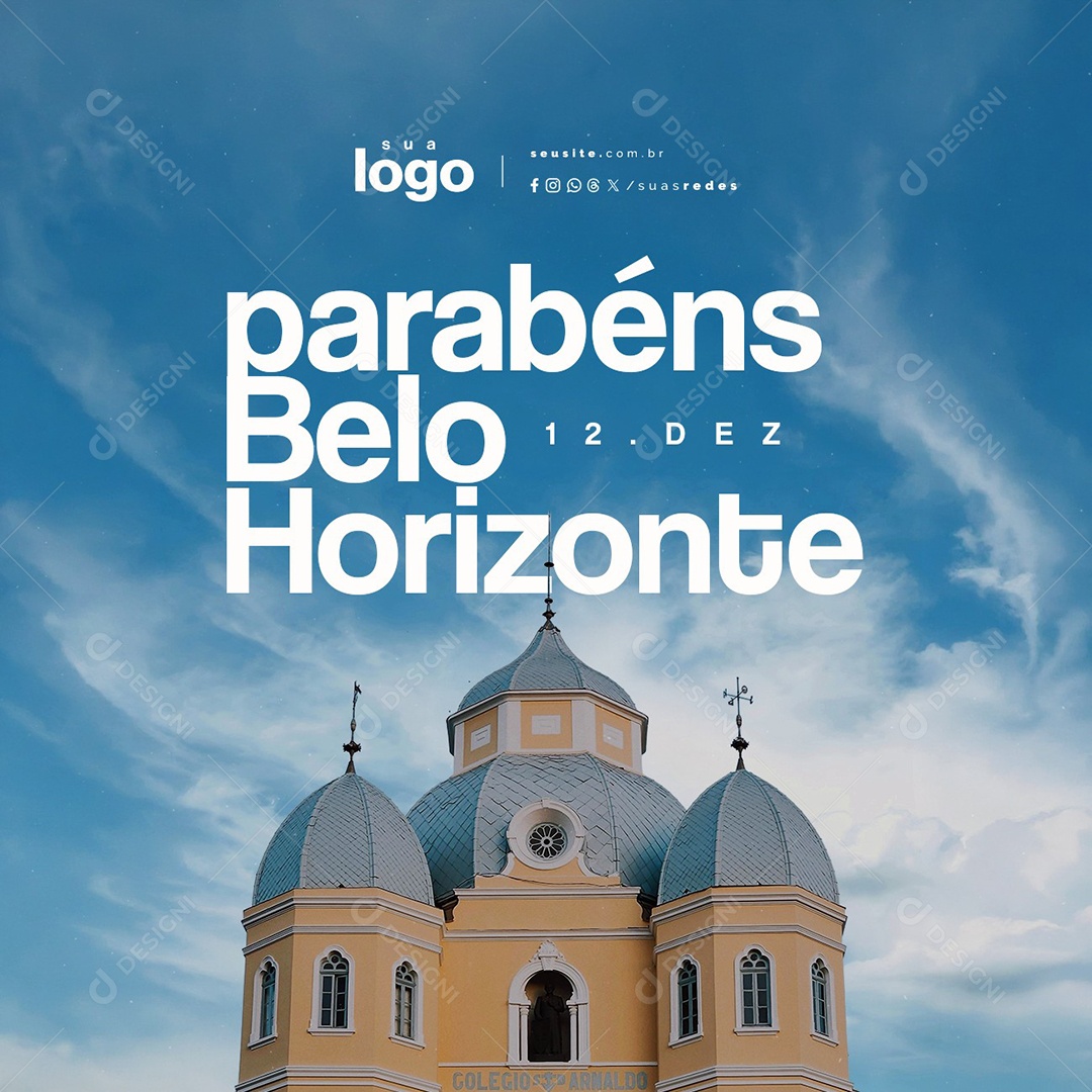 Parabéns Belo Horizonte 12 de Dezembro Social Media PSD Editável