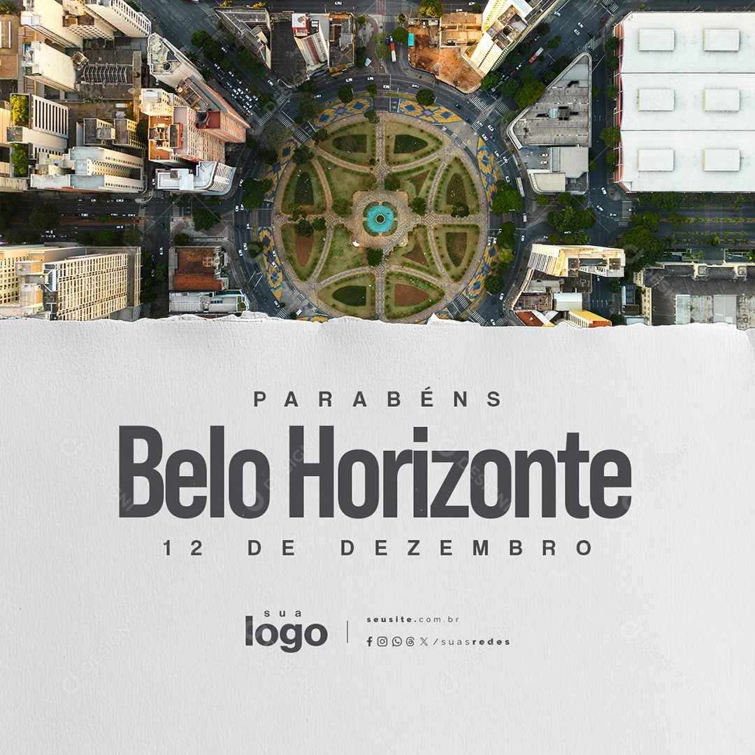 Aniversário de Belo Horizonte 12 de Dezembro Parabéns Social Media PSD Editável