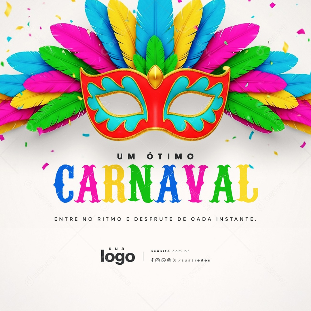 Um Ótimo Carnaval Entre no Ritmo e Desfrute de Cada Instante Social Media PSD Editável