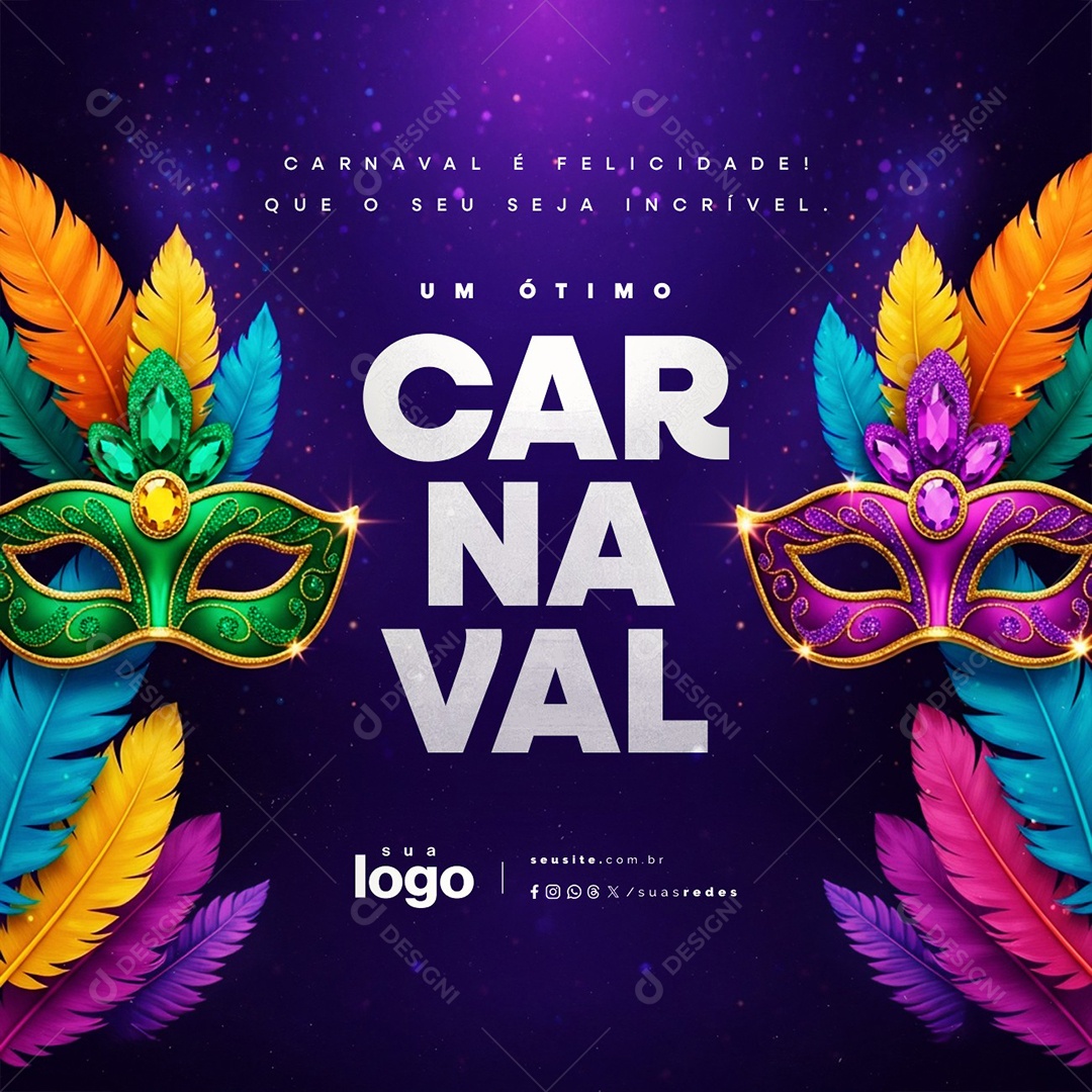 Um Ótimo Carnaval Felicidade Social Media PSD Editável