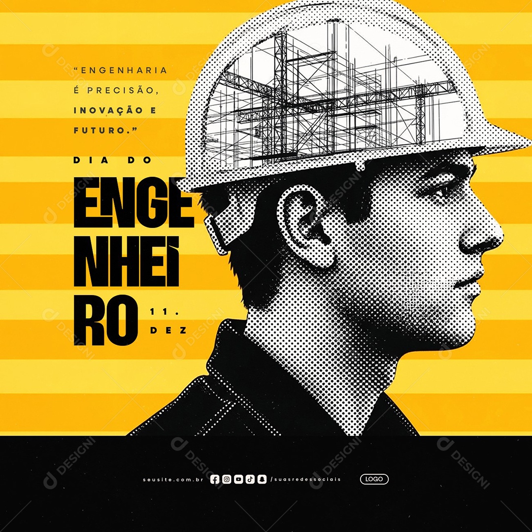 Dia do Engenheiro 11 de Dezembro Engenharia é Precisão Social Media PSD Editável