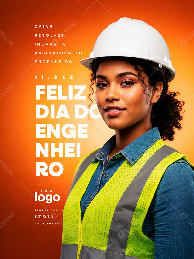 Feliz Dia do Engenheiro 11 de Dezembro Social Media PSD Editável