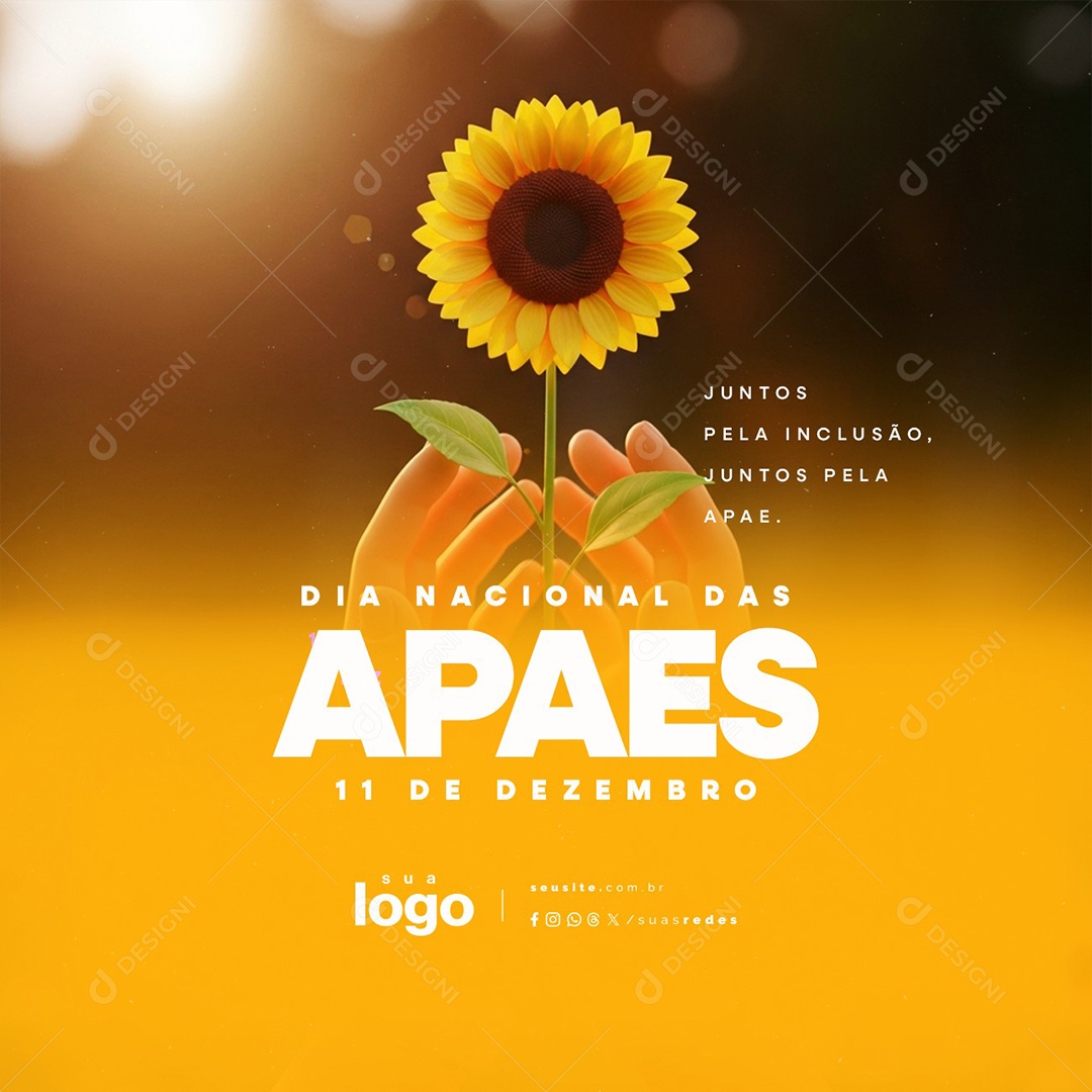 Dia Nacional das Apaes 11 de Dezembro Juntos  Pela Inclusão Social Media PSD Editável