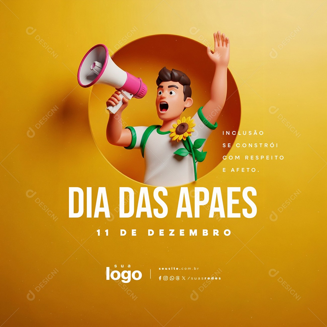 Dia das Apaes 11 de Dezembro Inclusão Se Constrói Social Media PSD Editável