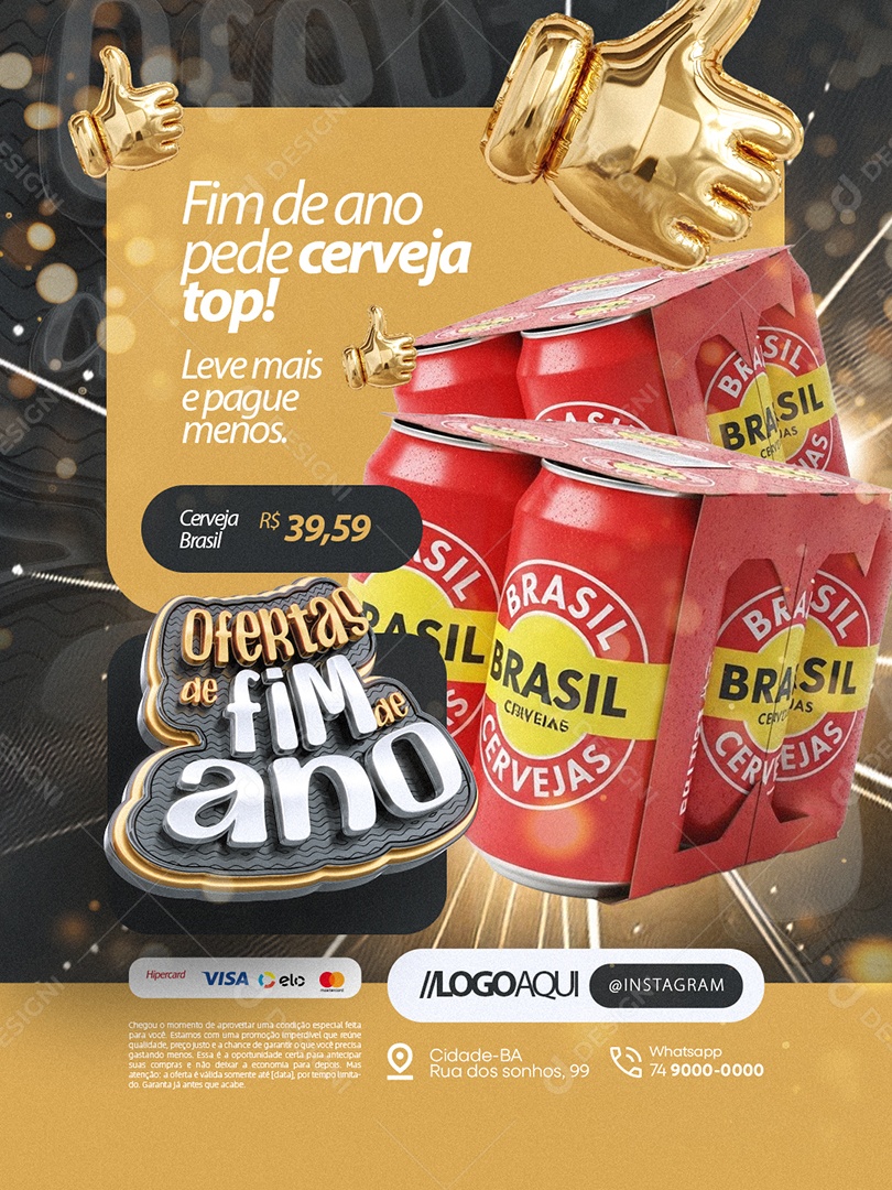 Ofertas de Fim de Ano Cervejaria Pede Cerveja Top Social Media PSD Editável