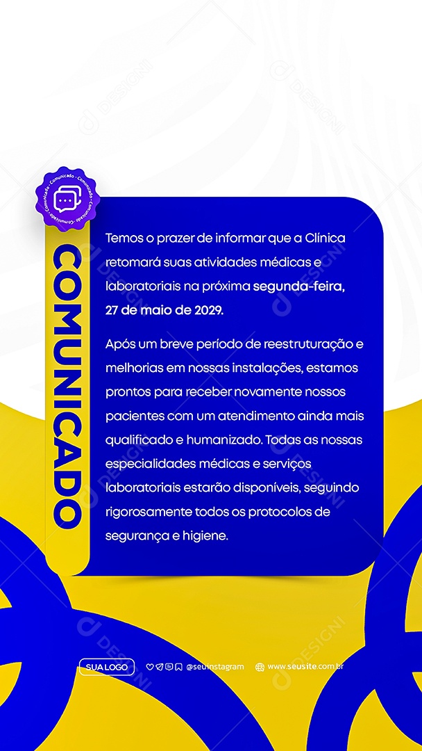 Story Comunicado Clinica Social Media PSD Editável