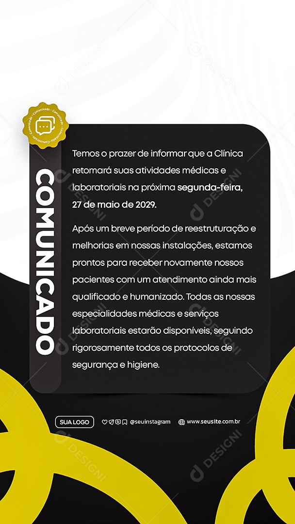 Story Comunicado Clinica Social Media PSD Editável