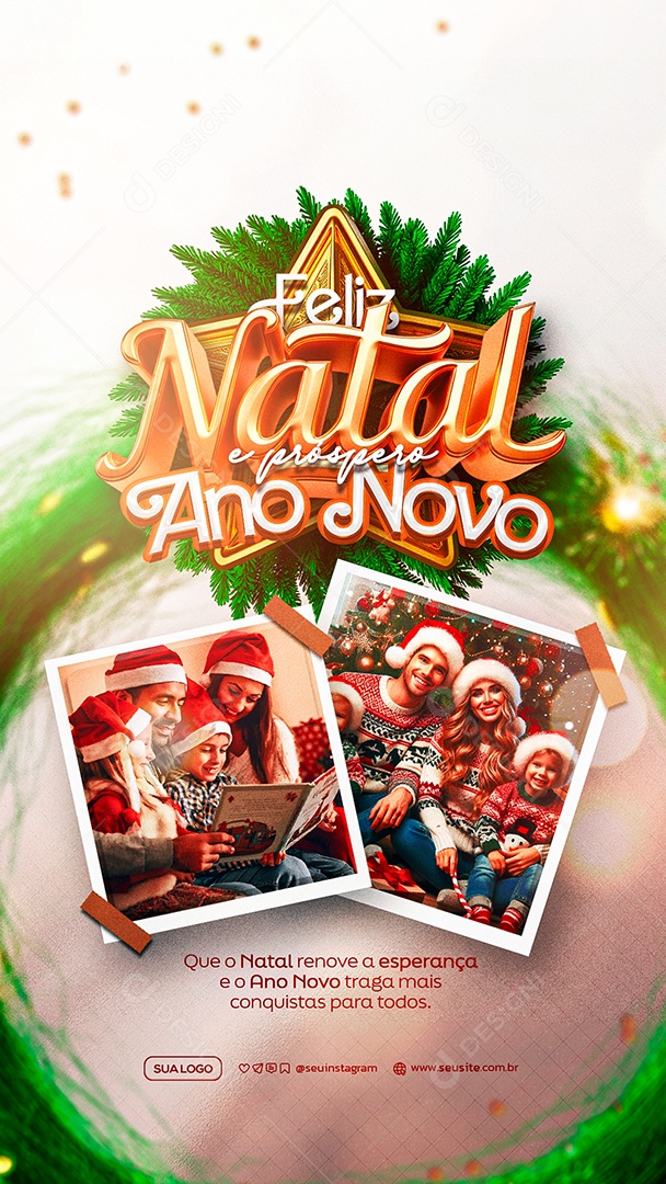 Story Feliz Natal e Ano Novo Social Media PSD Editável