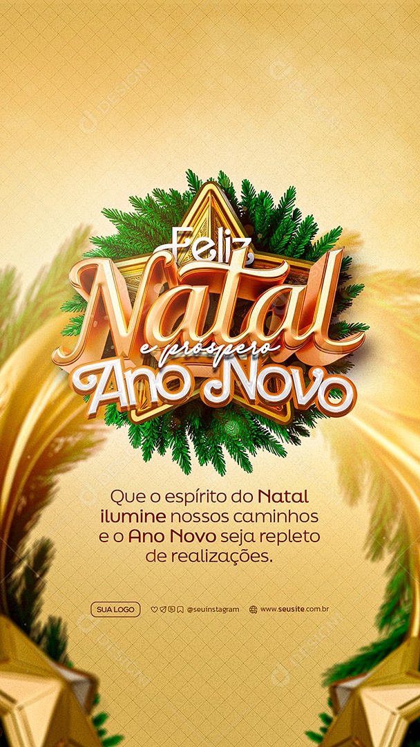 Story Feliz Natal e Ano Novo Social Media PSD Editável