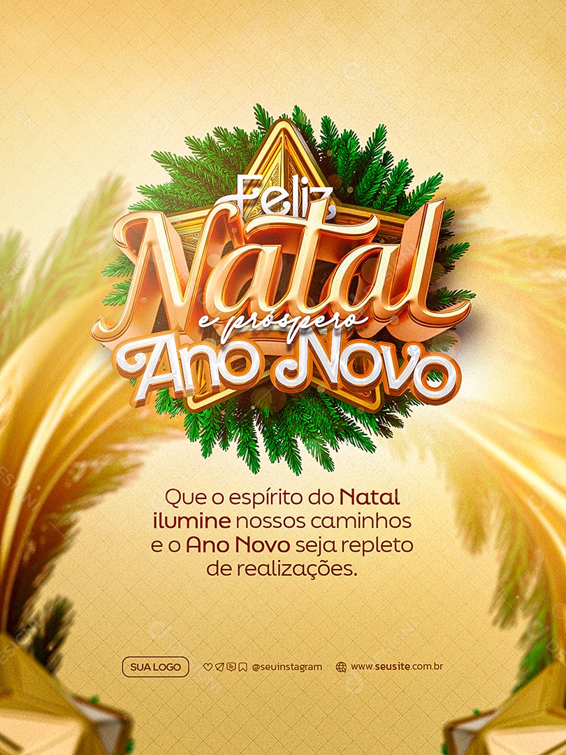 Feliz Natal e Ano Novo Social Media PSD Editável