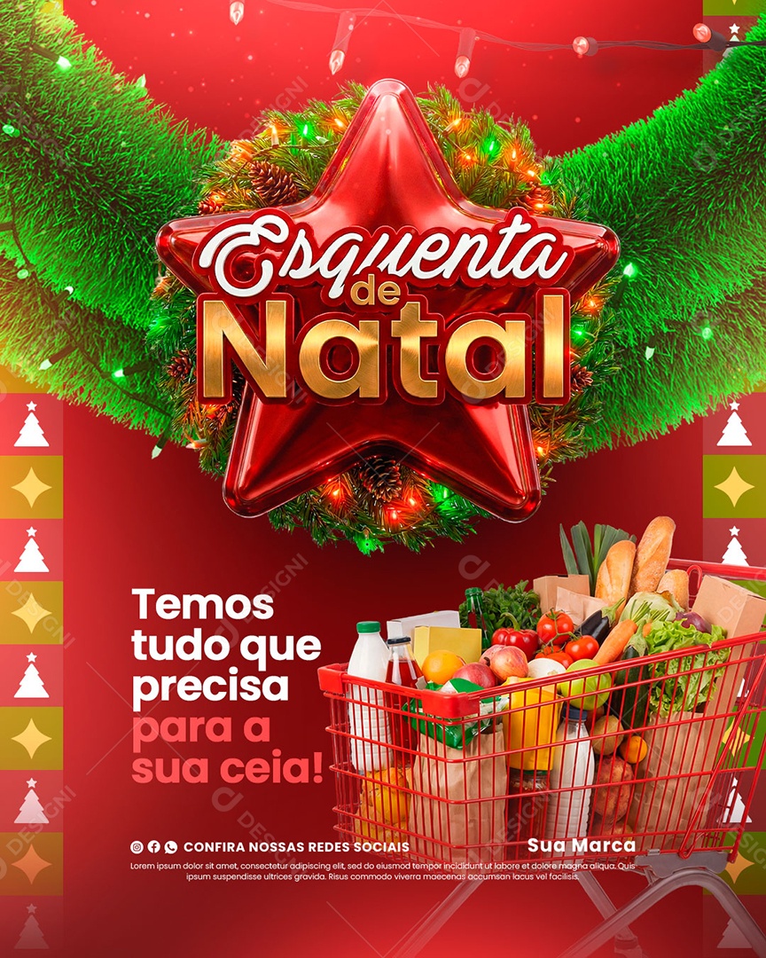 Esquenta de Natal Supermercado Social Media PSD Editável
