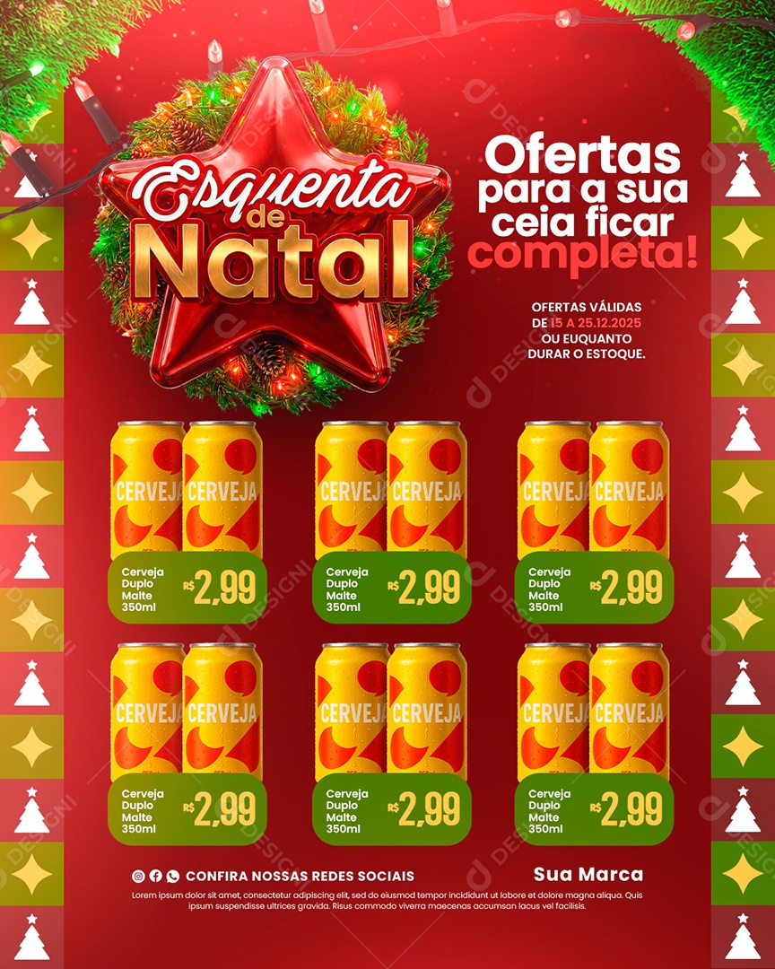 Encarte Esquenta de Natal Supermercado Social Media PSD Editável
