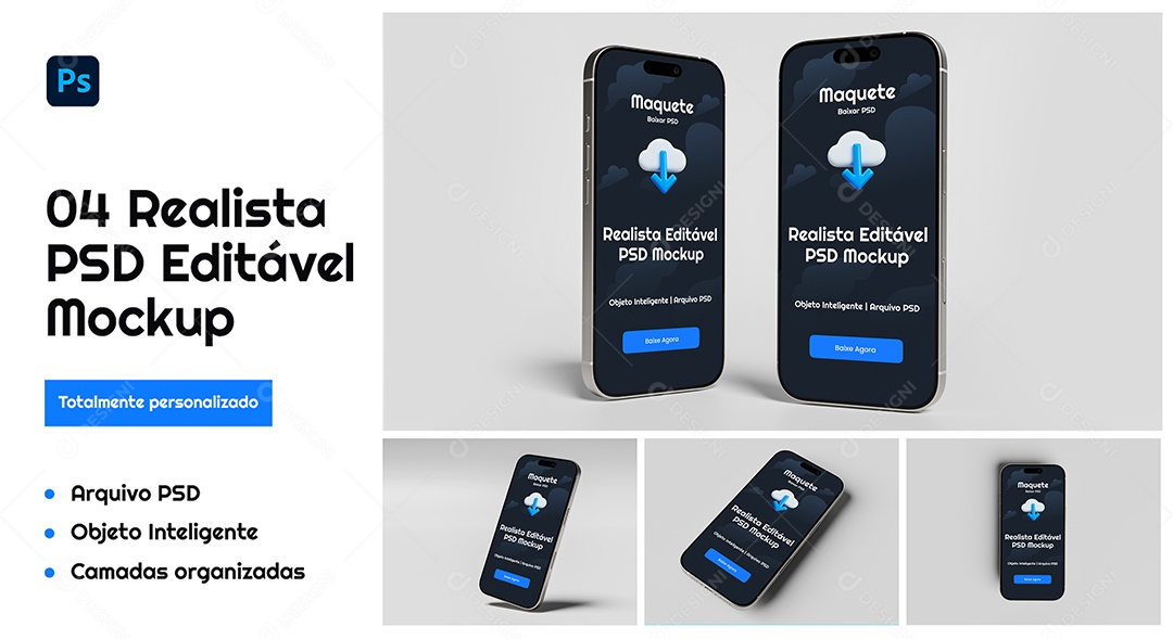 Mockup Maquete Realista de iPhone PSD Editável