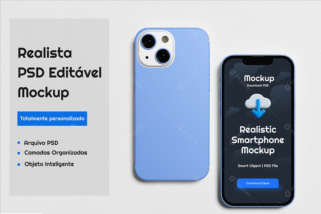 Mockup Maquete Realista de iPhone 13 Mini PSD Editável