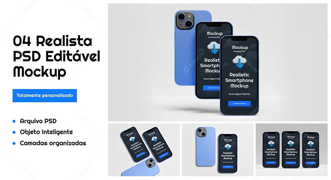 Mockup Maquete Realista de iPhone 13 Mini PSD Editável