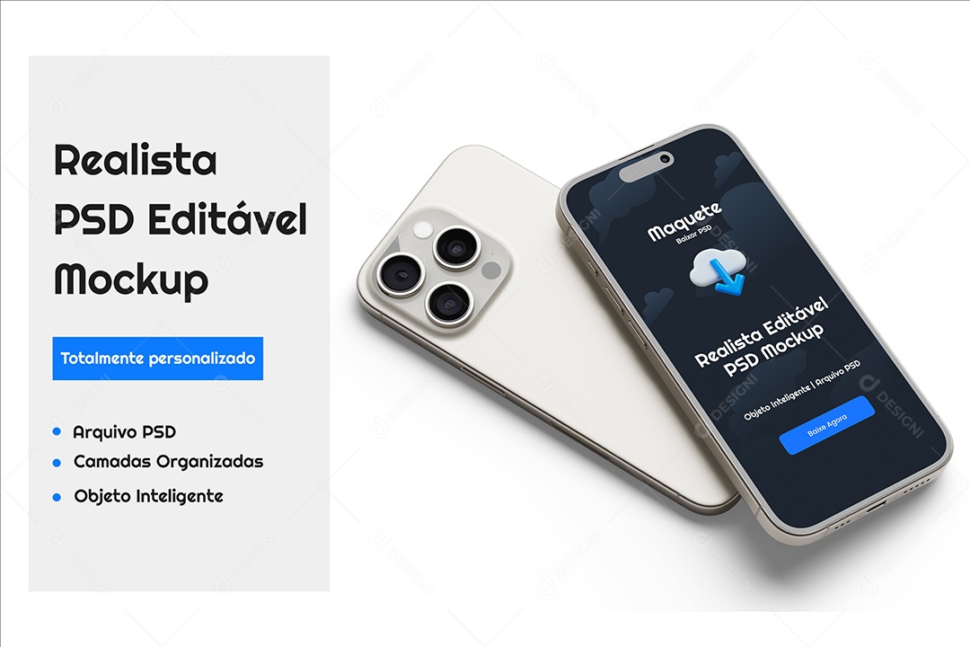 Mockup Maquete Realista de iPhone 15 Pro PSD Editável