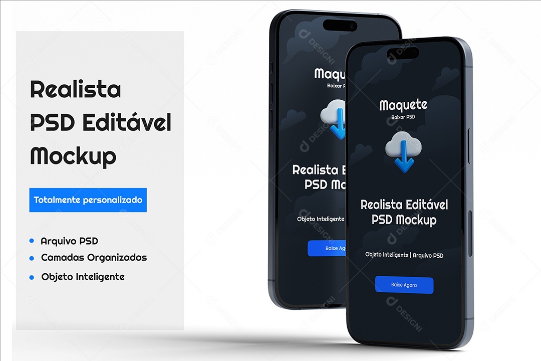 Mockup Maquete Realista de iPhone 15 Pro PSD Editável