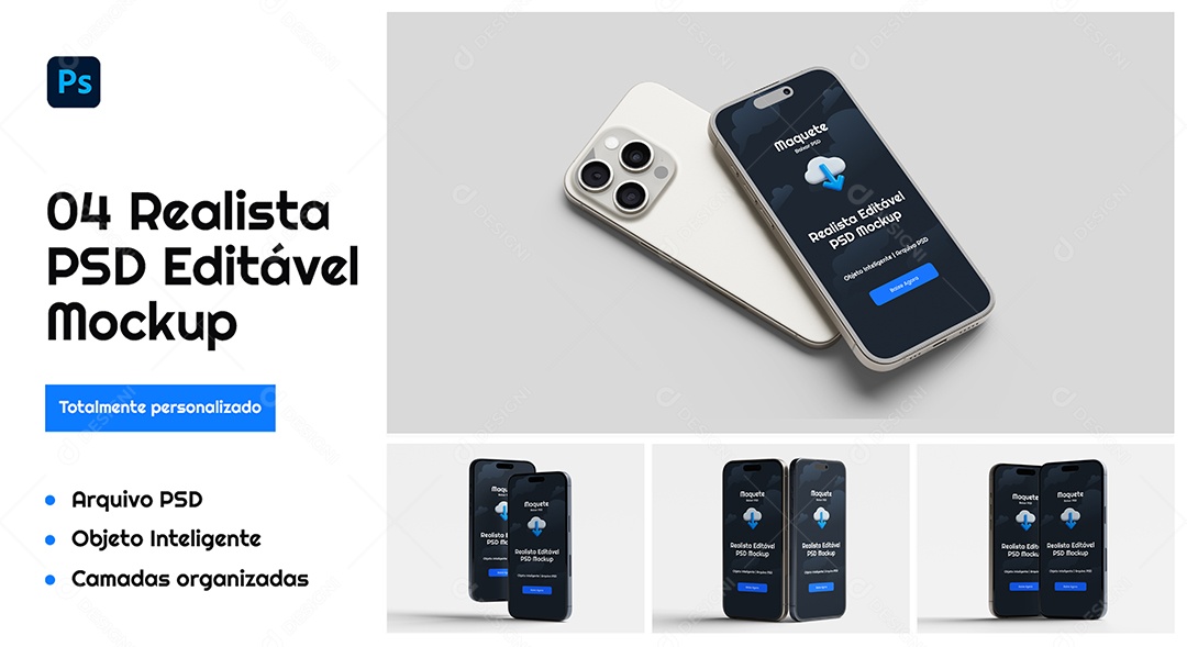 Mockup Maquete Realista de iPhone 15 Pro PSD Editável