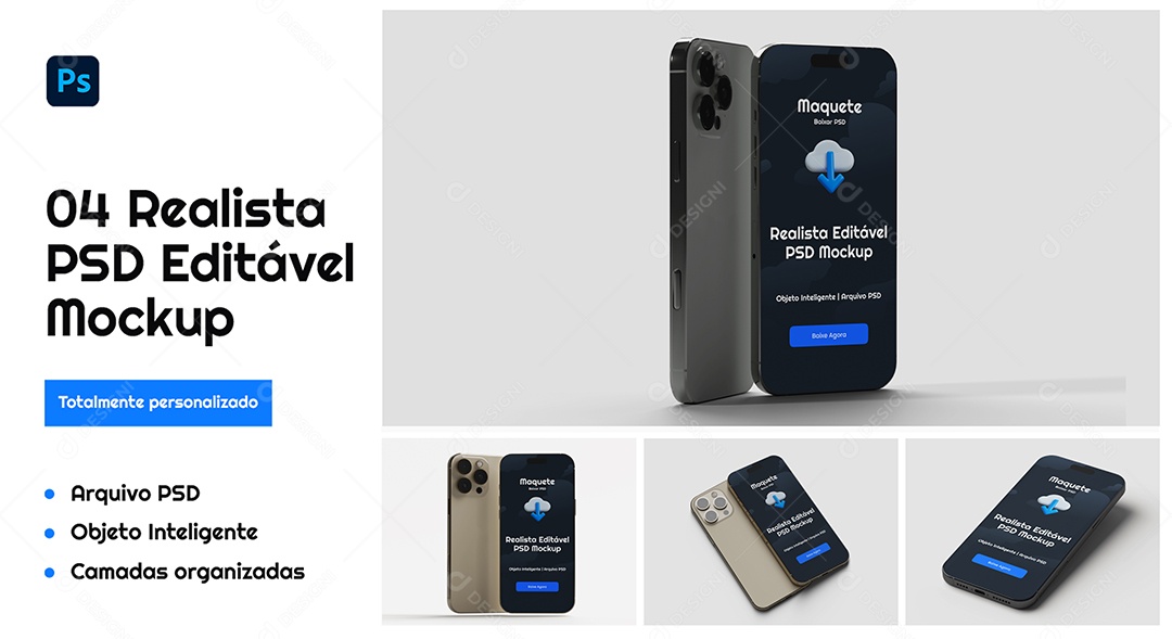 Mockup Maquete Realista de iPhone 16 Pro PSD Editável