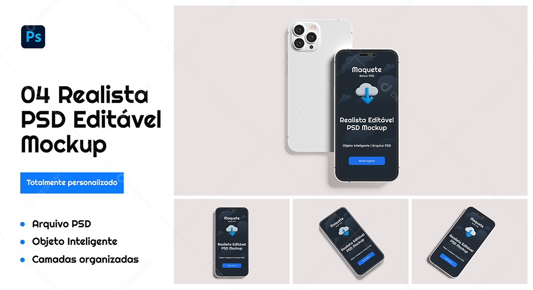 Mockup Maquete Realista de Celular PSD Editável