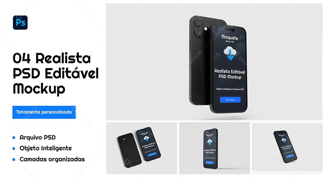 Mockup Maquete Realista de Celular PSD Editável