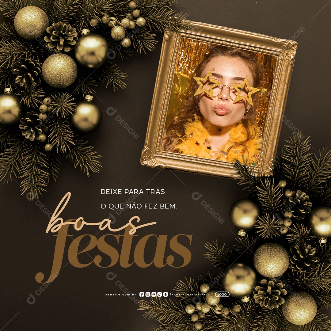 Boas Festas Deixe para Trás o Que Não Fez Bem Social Media PSD Editável