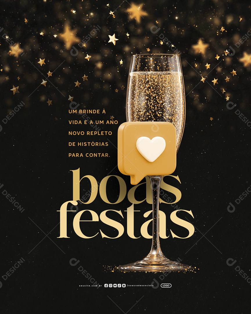 Boas Festas Um Brinde à Vida Social Media PSD Editável