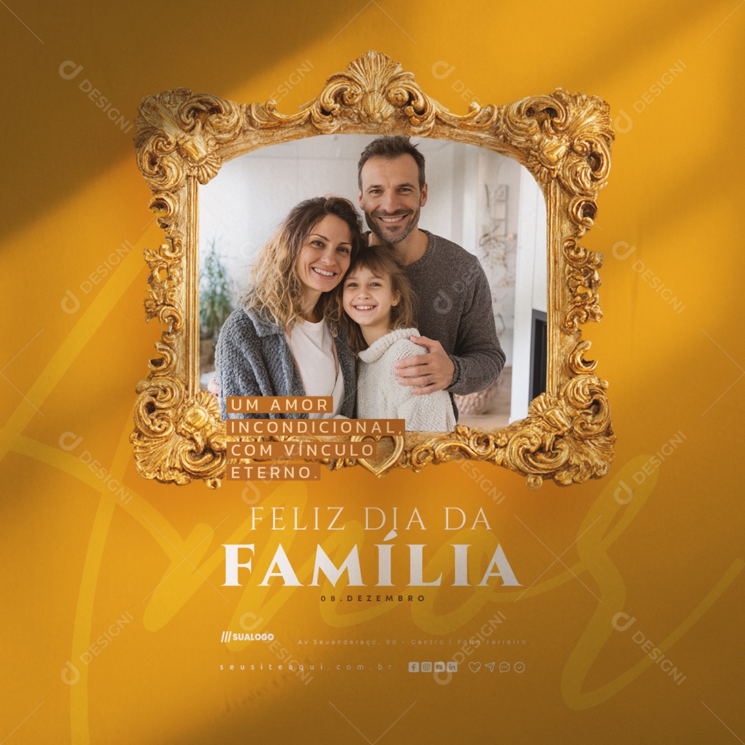 Feliz Dia da Família 08 de Dezembro Um Amor Incondicional Social Media PSD Editável