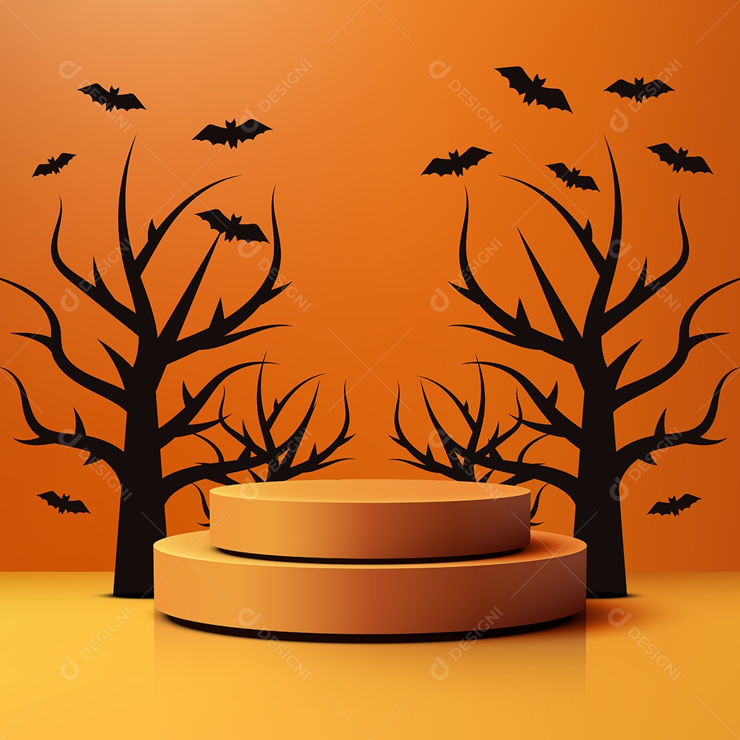 Modelo de Pódio Vetor Halloween EPS Editável