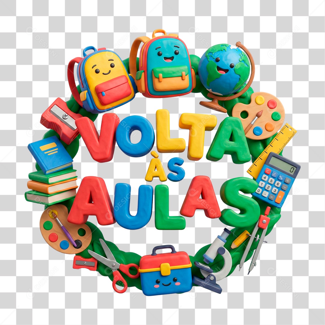 Selo 3D Volta às Aulas PNG Transparente