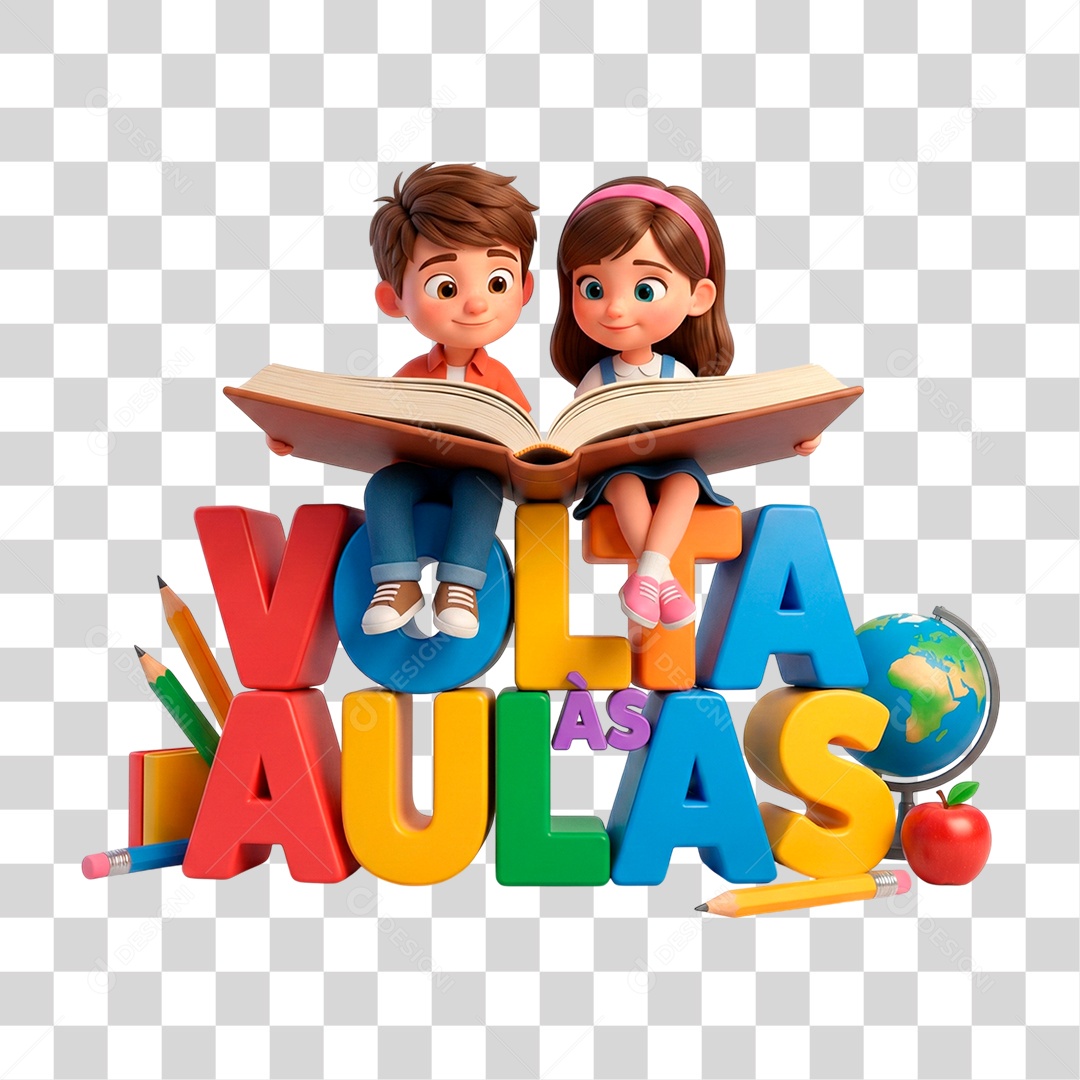 Selo 3D Volta às Aulas PNG Transparente