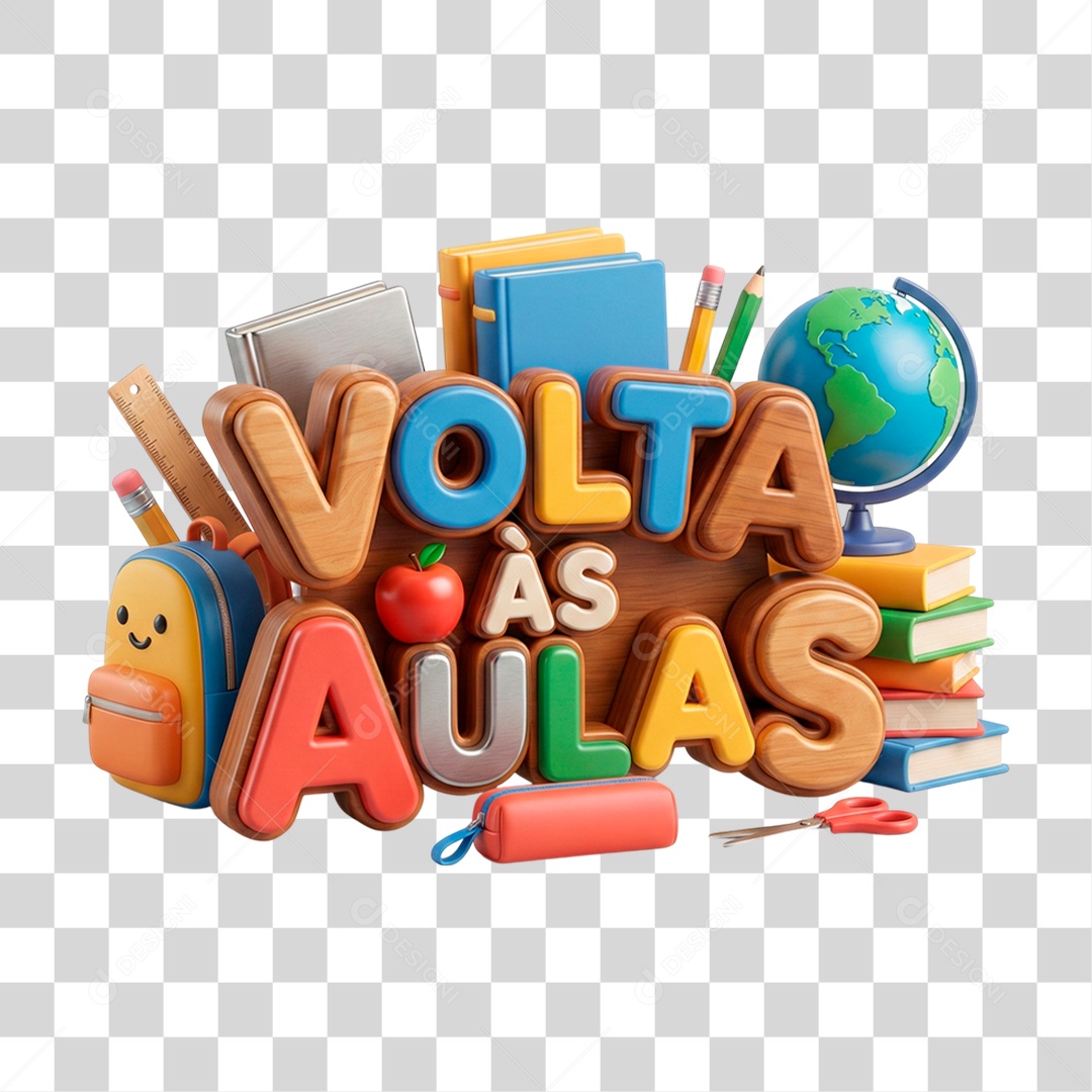 Selo 3D Volta às Aulas PNG Transparente