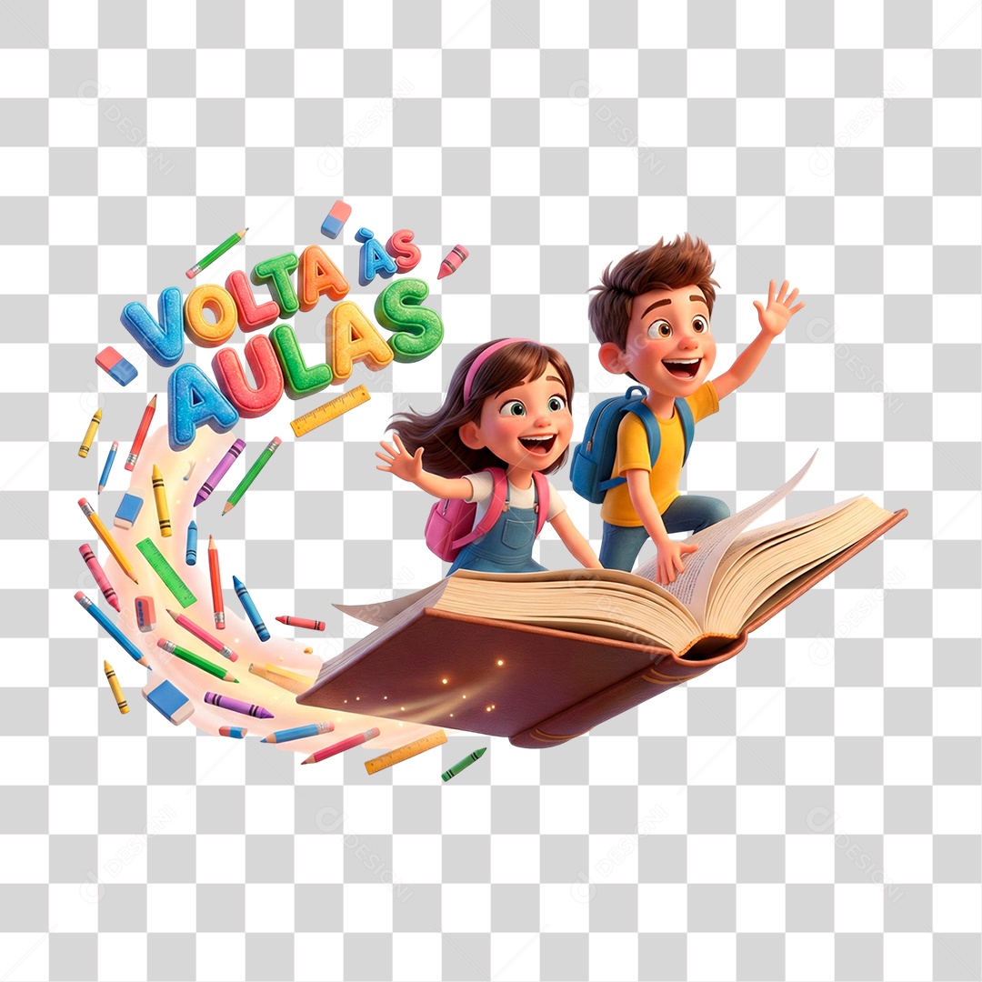 Selo 3D Volta às Aulas PNG Transparente