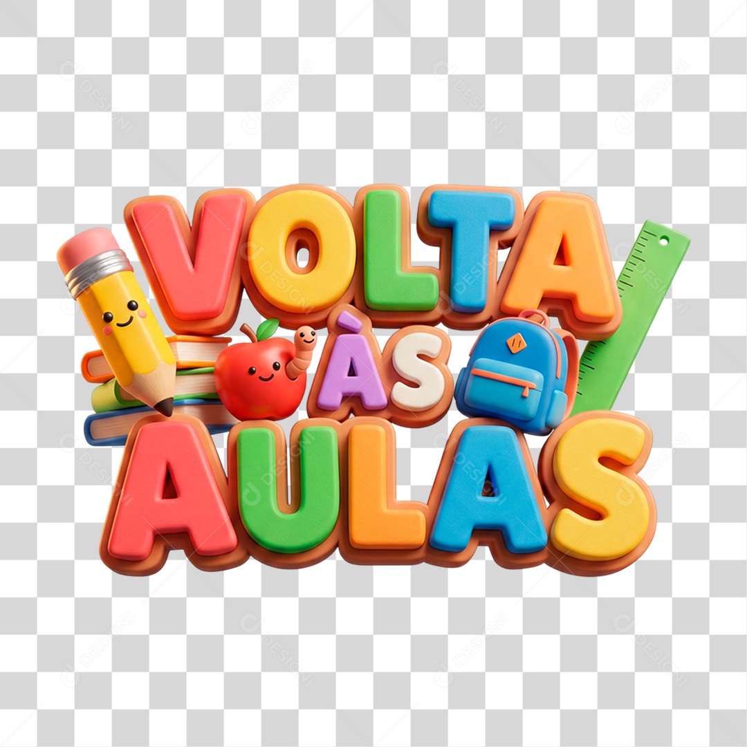 Selo 3D Volta às Aulas PNG Transparente