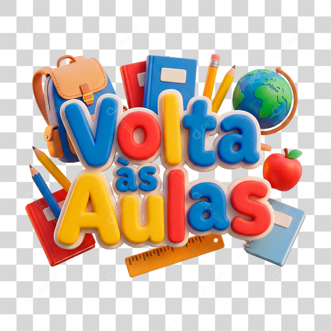 Selo 3D Volta às Aulas PNG Transparente