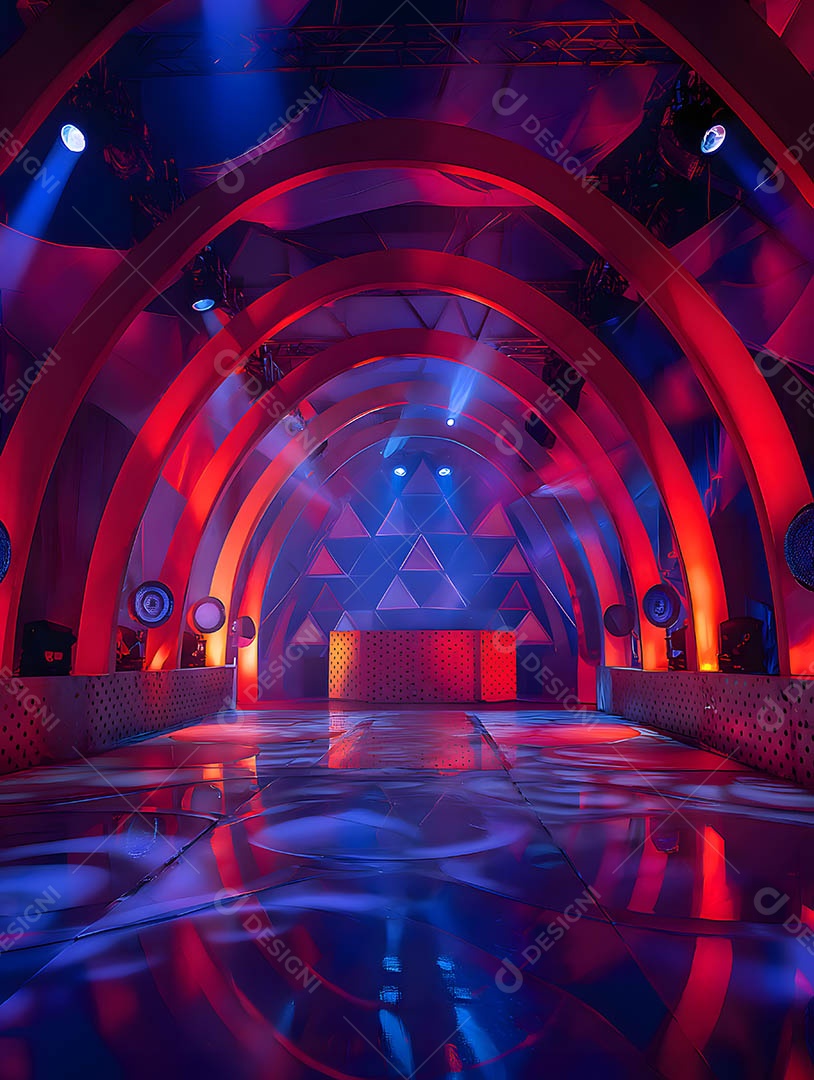 Um palco em uma renderização 3D