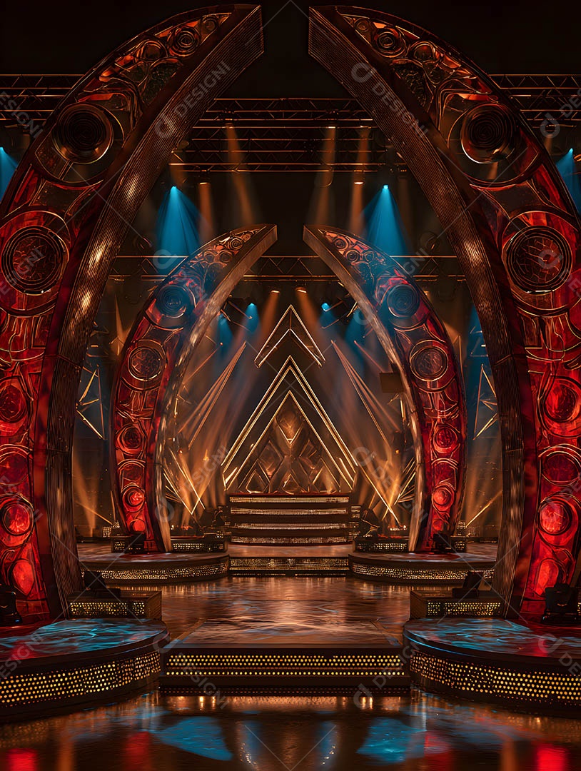 Um palco em uma renderização 3D